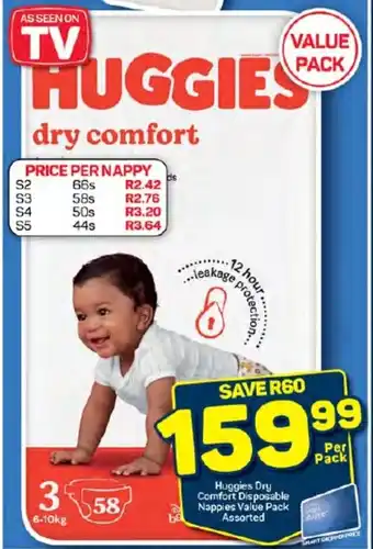 Pick n Pay Huggies Dry Comfort Disposable Nappies Value Pack Assorted offer