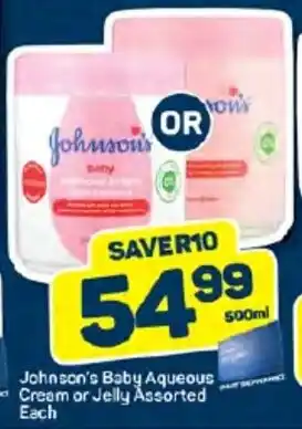Pick n Pay Johnson's Baby Aqueous Cream or Jelly Assorted Each offer