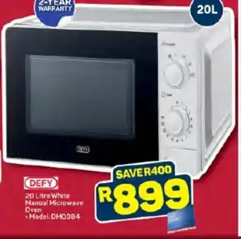 Pick n Pay DEFY 20 Litre White Manual Microwave Oven offer