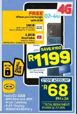 Pick n Pay Nokia 02 32GB offer