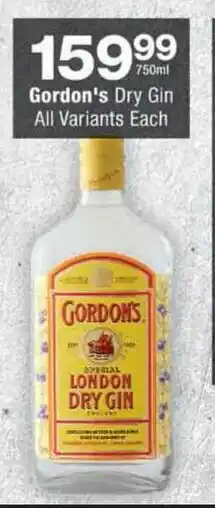 Checkers Gordon's Dry Gin All Variants Each offer