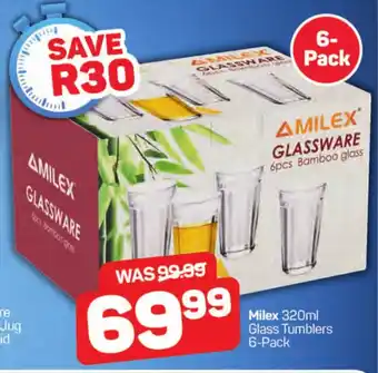 Pick n Pay Hypermarket Milex 320ml Glass Tumblers 6-Pack offer