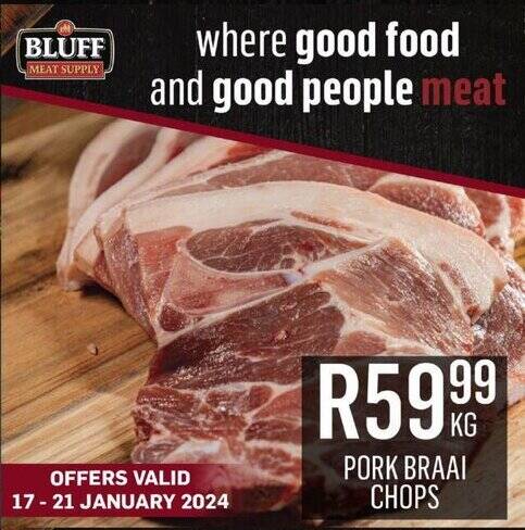 PORK BRAAI CHOPS offer at Bluff Meat Supply