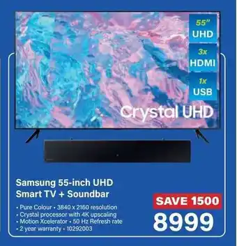 Incredible Connection Samsung 55-inch UHD Smart TV + Soundbar offer