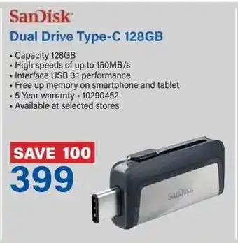 Incredible Connection SanDisk Dual Drive Type-C 128GB offer