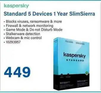 Incredible Connection Kaspersky Standard 5 Devices 1 Year SlimSierra offer