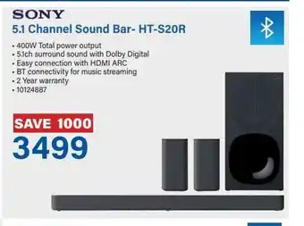 Incredible Connection SONY 5.1 Channel Sound Bar-HT-S20R offer