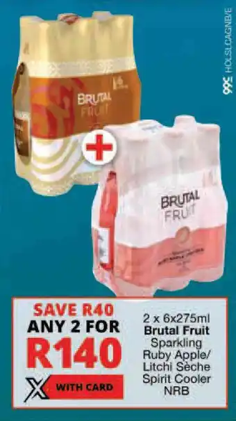 Checkers 2 x 6x275ml Brutal Fruit Sparkling Ruby Apple/ Litchi Sèche Spirit Cooler NRB offer