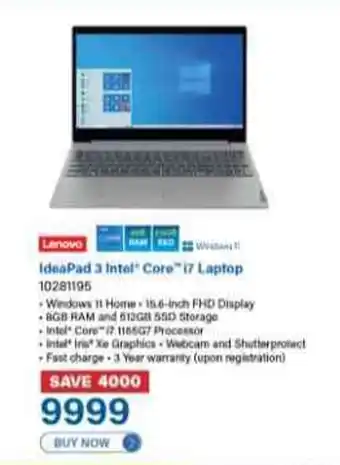 Incredible Connection Lenovo IdeaPad 3 Intel Core i7 Laptop offer