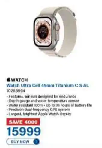 Incredible Connection Apple Watch Ultra Cell 49mm Titanium C S AL offer