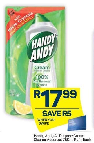 Pick n Pay Handy Andy All Purpose Cream Cleaner Assorted 750ml Refill offer