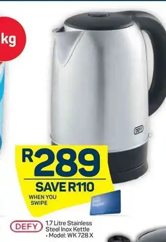 Pick n Pay 1.7 Litre Stainless Steel Inbox Kettle offer