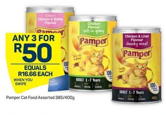 Pick n Pay Pamper Cat Food Assorted 385/400g offer