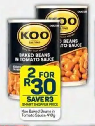 Pick n Pay Liquor Koo Baked Beans in Tomato Sauce 410g offer