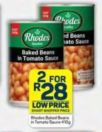 Pick n Pay Liquor Rhodes Baked Beans in Tomato Sauce 410g offer