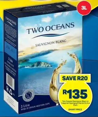 Pick n Pay Liquor Two Oceans Sauvignon Blanc or Cabernet Sauvignon Merlot 3 Litre Each offer