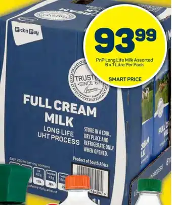 Pick n Pay PnP Long Life Milk Assorted 6x1Litre Per Pack offer