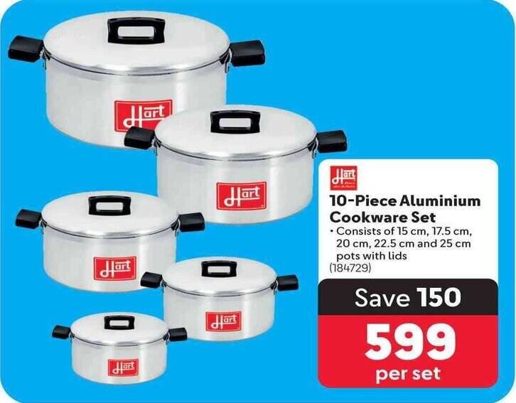 Hart 10Piece Aluminium Cookware Set offer at Makro