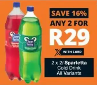 Checkers 2x2L Sparletta Cold Drink All Variants offer