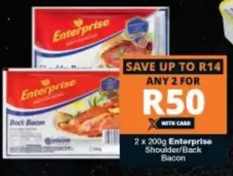 Checkers Enterprise Shoulder/Back Bacon 2x200g offer