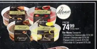 Checkers The Menu Desserts Strawberry Cheesecake 450g offer