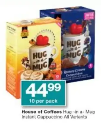 Checkers House of Coffees Hug in a Mug Instant Cappuccino offer