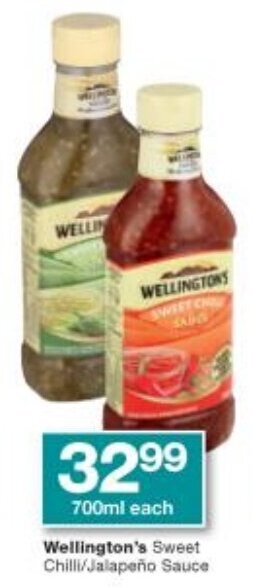 Checkers Wellington's Sweet Chilli/Jalapeño Sauce 700ml offer