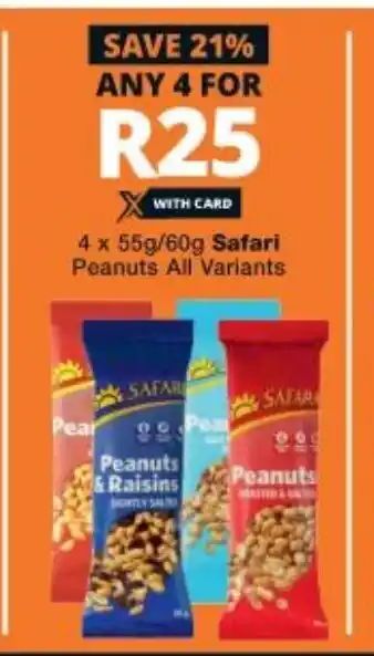 Checkers 4x55g/60g Safari Peanuts offer