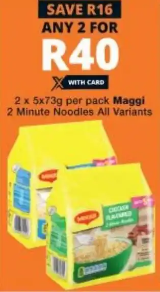 Checkers Maggi 2 Minute Noodles 2x5x73g offer