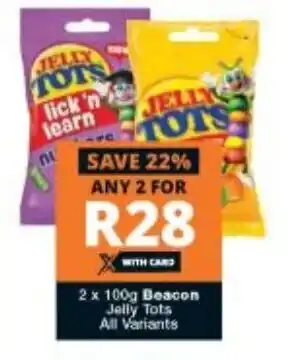 Checkers 2x 100g Beacon Jelly Tots offer