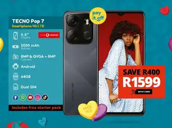 Checkers TECNO Pop 7 Smartphone 4G LTE offer