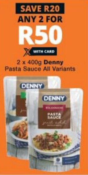 Checkers Denny Pasta Sauce 2x400g offer