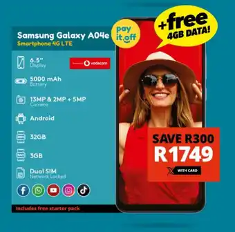 Checkers Samsung Galaxy A04e it.off Smartphone 4G LTE offer