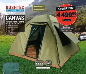 Checkers Bushtec Nomad Canvas Tent 3m x 3m offer