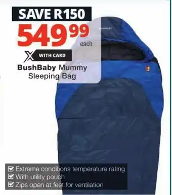 Checkers BushBaby Mummy Sleeping Bag offer