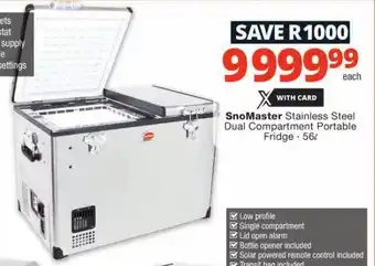 Checkers SnoMaster Stainless Steel Dual Compartment Portable Fridge 56L offer