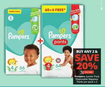 Checkers Pampers Jumbo Pack Disposable Nappies/ Pants per pack x2 offer