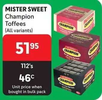 Makro MISTER SWEET Champion Toffees (All variants) offer