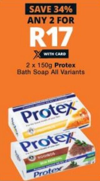 Checkers Protex Bath Soap 2x150g offer