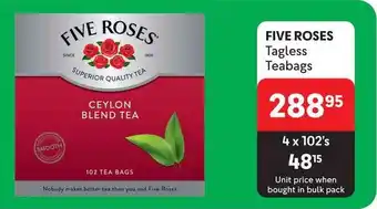 Makro FIVE ROSES Tagless Teabags offer