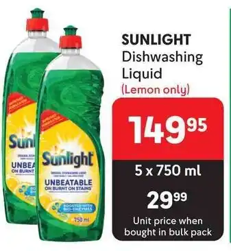 Makro SUNLIGHT Dishwashing Liquid (Lemon only) offer