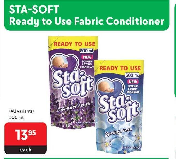 STASOFT Ready to Use Fabric Conditioner (All variants) 500 ml offer at
