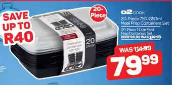Pick n Pay O2 Cook 20-Piece 750-850ml Meal Prep Containers Set offer
