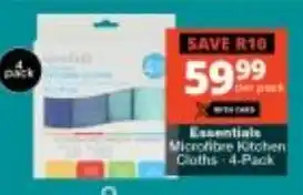 Checkers Essentials Microfibre Kitchen Cloths 4-Pack offer