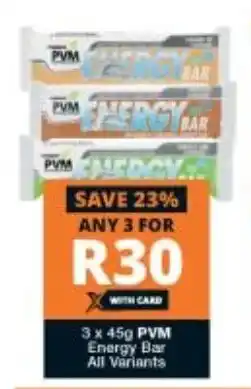 3x 45g PVM Energy Bar