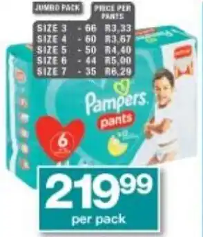 Checkers Pampers Disposable Nappy Pants Jumbo Pack offer