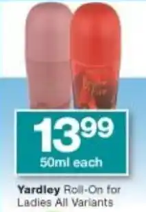 Checkers Yardley Roll-on for Ladies 50ml offer
