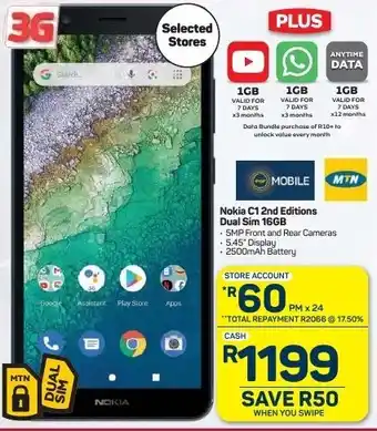 Pick n Pay Nokia C1 2nd Editions Dual Sim 16GB offer