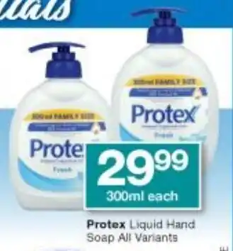 Checkers Protex Liquid Hand Soap All Variants 300ml offer