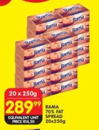 Shoprite RAMA 70% FAT SPREAD 20x250g offer